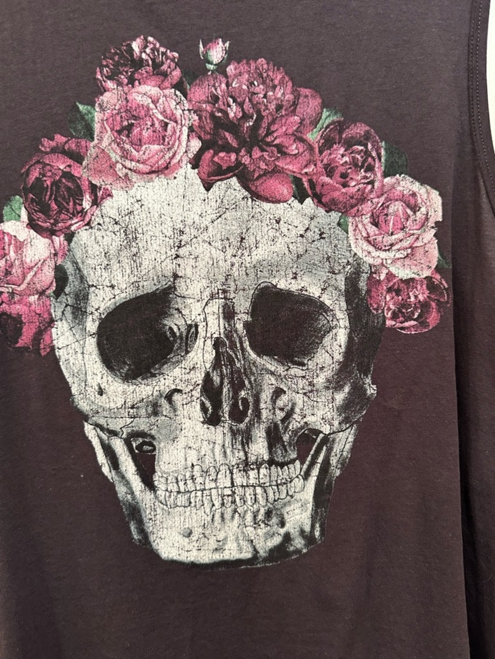 Chaser Floral Skull Graphic Tank Top Grunge Biker Festival Goth Dark Floral Sz M - Picture 7 of 9